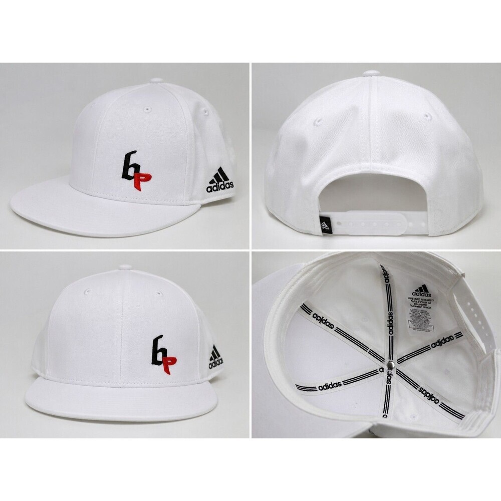 Adidas White Snapback Hat Flat Brim Adjustable One Size New Without Tags